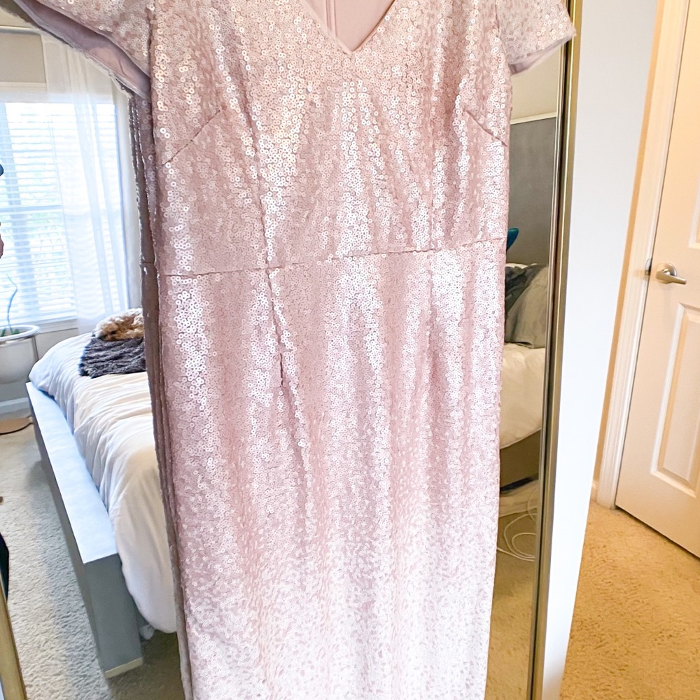 Adrianna Papell Rose Gold Ombré Sequin Column Gown